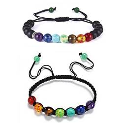 Wudaizhi Armbänder 8mm Chakra Perlen 7 Farben Aromatherapie Ätherische Öl Diffusor Armbänder Armreif Mit Geflochtenes Seil Für Männer Frau von Wudaizhi