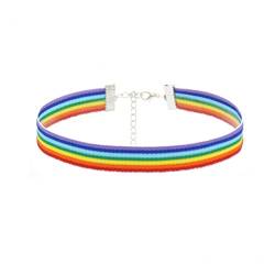 Wudaizhi Gay Pride Choker Halsketten Lgbt Rainbow Ribbon Clavicilic Kette Verstellbare Halskette Accessoires Für Männer Frauen Party Geschenke von Wudaizhi