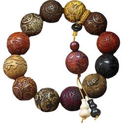 Wudaizhi Holzperlenarmband Für Frauen Männer Tibetanische Buddhistische Meditationsgebet Perlen Armband Ethnische Stammes -dehnungsarmband von Wudaizhi