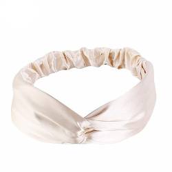 Wudida Seiden-Stirnband, Kreuzknoten, Haarband, breites Haar, Bandeau-Haarschmuck für Frauen, Gesichtswäsche, tägliche Dekoration, 1 Stück, beige von Wudida