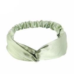 Wudida Seiden-Stirnband, Kreuzknoten, Haarband, breites Haar, Bandeau-Haarschmuck für Frauen, Gesichtswäsche, tägliche Dekoration, 1 Stück, mintgrün von Wudida