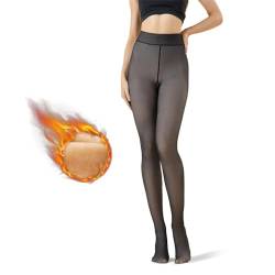 Wuiil Strumpfhosen Damen Winter,Thermo ,Gefälschte Durchscheinend Plüschstrümpfe,Pantyhose Schwarz Durchsichtig（220g für 5~15 °C）,Verdickte Fleece für 40~70kg von Wuiil