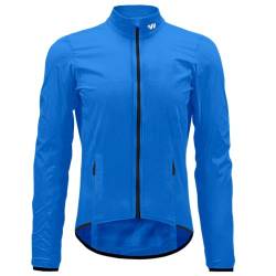 Wulibike Fahrradjacke Herren Windbreaker Wasserdichte leichte verpackbare Jacke mit Taschen und reflektierenden Streifen Blau 2XL von Wulibike