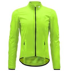 Wulibike Fahrradjacke Herren Windbreaker Wasserdichte leichte verpackbare Jacke mit Taschen und reflektierenden Streifen Grün 2XL von Wulibike