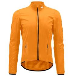 Wulibike Fahrradjacke Herren Windbreaker Wasserdichte leichte verpackbare Jacke mit Taschen und reflektierenden Streifen Orange 2XL von Wulibike