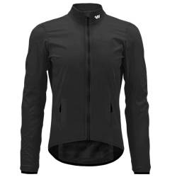 Wulibike Fahrradjacke Herren Windbreaker Wasserdichte leichte verpackbare Jacke mit Taschen und reflektierenden Streifen Schwarz 2XL von Wulibike