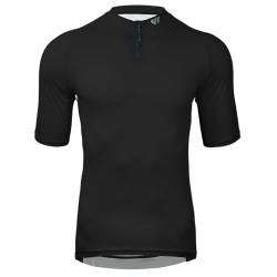 Wulibike Herren-Fahrradtrikot Kurzarm, Rennradtrikot mit halbem Reißverschluss und Taschen, Fahrradbekleidung atmungsaktiv und schnell trocknendSchwarz L von Wulibike