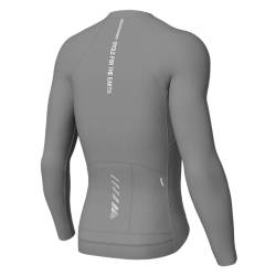 Wulibike Rennrad Trikot Herren Langarm，Langarm Fahrrad Shirt Fahrradbekleidung Mit 3+1 Rückentaschen UPF 50+ Durchgehendem Reißverschluss,Grau XL von Wulibike