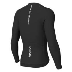 Wulibike Rennrad Trikot Herren Langarm，Langarm Fahrrad Shirt Fahrradbekleidung Mit 3+1 Rückentaschen UPF 50+ Durchgehendem Reißverschluss,Schwarz L von Wulibike