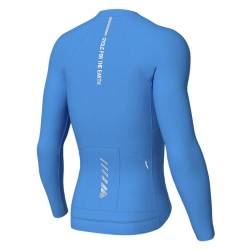 Wulibike Rennrad Trikot Herren Langarm，Langarm Fahrrad Shirt Fahrradbekleidung Mit 3+1 Rückentaschen UPF 50+ Durchgehendem Reißverschluss,blau S von Wulibike