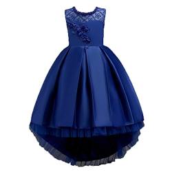 Wulide Kinder Mädchen Abendkleid Prinzessin Kleid Festkleid mit Blumen, Blau, Gr.152/158(Herstellgröße:160) von Wulide