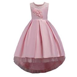 Wulide Kinder Mädchen Abendkleid Prinzessin Kleid Festkleid mit Blumen, Pink, Gr.122/128(Herstellgröße:130) von Wulide