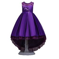 Wulide Kinder Mädchen Abendkleid Prinzessin Kleid Festkleid mit Blumen, Violett, Gr.104/110(Herstellgröße:110) von Wulide