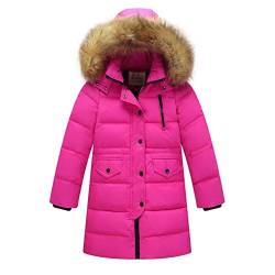 Wulide Kinder Mädchen Daunenjacken Winterjacke Daunenmantel mit Kapuze, Rosarot, Gr.98(Herstellgröße:100) von Wulide