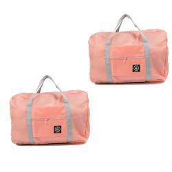 Faltbare Reisetasche mit Trolleyhülle, leicht, zusammenklappbar, Gepäcktaschen für Reisen, faltbare Nachttasche, Wochenendtasche für Damen und Herren, 2 Stück, Pink, Faltbare Reisetasche von Wumuzai