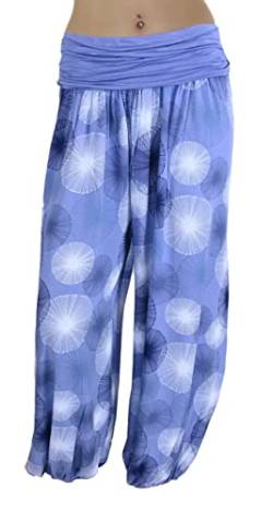 Damen Hose Haremshose Pumphose Einheitsgröße Yoga Aladinhose Ibiza Hippy Style (Blau) von Wunder&Schön
