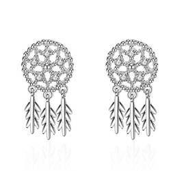 1 Paar Ohrhänger Damen Ohrringe 925 Silber Monternet Form mit Federn Quaste Durchzieher Für Frauen Ohrschmuck Geschenk von Wunhope