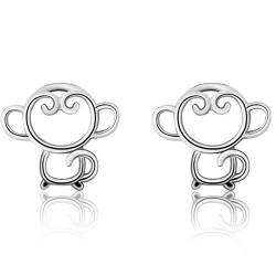 1 Paar Süß Affe Ohrstecker 925 Echt Silber Ohrringe Kinder Mädchen Kinder Perfektes von Wunhope