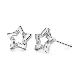 Ohrringe ohrstecker damen Mädchen silber 925 Sterne mit Zirkonia Süß Klein Studs Schmuck Geschenk für Damen/Frau/Freundin/Tochter von Wunhope