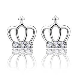 Ohrringe ohrstecker damen silber 925 Krone mit Zirkonia Klein Studs Schmuck Geschenk für Damen/Frau/Freundin/Tochter von Wunhope