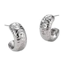 Wunhope 1 Paare Ohrringe Damen 925er Silbert Retro C-Form Studs Mode Frauen Freundin Herz Liebe Ohrstecker (Silber) von Wunhope