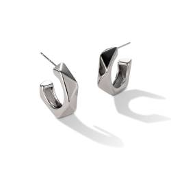 Wunhope 1Paare Ohrringe Damen 925er Silbert unregelmäßige C-Form Retro Frauen Studs Ohrstecker (Silber) von Wunhope