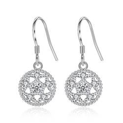 Wunhope Damen Mädchen Ohrringe silber 925 Zirkonis Lotus Blumen Glitzer Zirkonia Einfache Lange Hoop Mode Ohrschmuck Hypoallergen von Wunhope