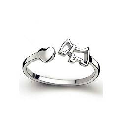 Wunhope Damen Ring 925 Silber Einfache mini Pferd Herz Mode Öffnen Schwanzring partnerschaftsringe Bandring verstellbar von Wunhope