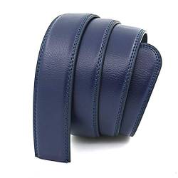 Wunhope Herren Gürtel Ratsche Automatik Gürtel für Männer Belts ohne Schnalle 35mm Breit Ledergürtel (Blau, 110 CM) von Wunhope