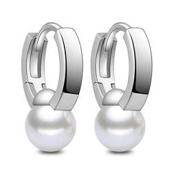 Wunhope Ohrringe Damen Mädchen Ohrhänger 925er Silber Mode Perlen creolen Edel Ohrschmuck Geschenk für Frauen Mutter von Wunhope