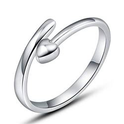 Wunhope Ring Silber 925 Damen Herz Einfach Simple verstellbar Öffnen Ring für Frauen Mädchen Hochzeit Partnerring Weihnachten Geschenk von Wunhope