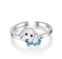 Wunhope Ring Silber 925 Damen mädchen Mode Mini Hund Süß Zeigefinger Ring Öffnen Einfache Zeigefinger Ring Paarringe verstellbar Schwanzring partnerschaftsringe von Wunhope