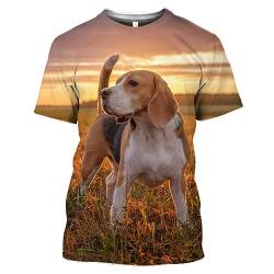 Männer Frauen Lustiges Tier Hund Beagle 3D-Druck T-Shirts Lässige Kurzarm O-Ausschnitt Unisex-T-Shirts von Wvapzxx