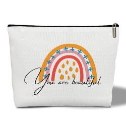 WwongxianB Make-up-Tasche, Geschenke für Frauen, "You Are Beautiful", Make-up-Tasche, Geschenk für Mutter, Oma, Lehrer, Tochter, Schwester, Krankenschwester, Regenbogen-Kulturbeutel, von WwongxianB