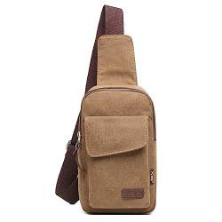 Wxnow Canvas Sling Bag Crossbody Rucksack für Damen & Herren Brusttasche, braun, One_Size von Wxnow