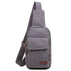 Wxnow Canvas Sling Bag Crossbody Rucksack für Damen & Herren Brusttasche, grau, One_Size, Radsport von Wxnow