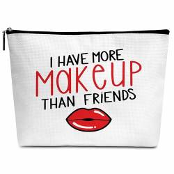 Make-up-Tasche, Geschenke für Frauen, "I Have More Makeup Than Friends", Geburtstagsgeschenk, Freundschaftsgeschenk für Frau, Mädchen, Mutter, Tochter, Besties (rot)-A06, Weiss/opulenter Garten von Wybgno