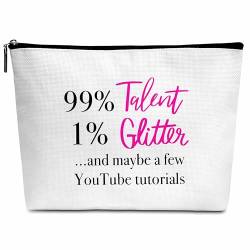 Niedliche, inspirierende Geschenke, Make-up-Zitate, Make-up-Tasche, Geschenke für Frauen, 99 % Talent, 1 % Glitzer, Make-up-Tasche, Geburtstag, Weihnachten, Wertschätzung, Freundschaftsgeschenk für von Wybgno