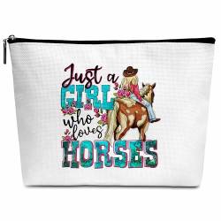 Wybgno Reise-Geschenke für Mädchen, Just A Girl Who Loves Horses Make-up-Tasche für Cowgirl, Geburtstag, Weihnachten, Wertschätzung, Freundschaftsgeschenk für Teenager, Frau, Mädchen, Mutter, Tochter, von Wybgno