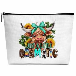 Wybgno Western Cow Gifts for Girl, Just A Little Dramatic Makeup Bag for Girl, Birthday Christmas Appreciation Friendship Gift for Woman Girl Mom Daughter Besties Friend-A19, Weiss/opulenter Garten von Wybgno