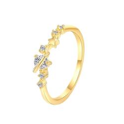 Bff Ringe, Wedding Ring Gold 18K Größe 54 (17.2) Diamant Rundschliff Weiß Personalisiert Für Geburtstag Finger Rings Women von Wycian
