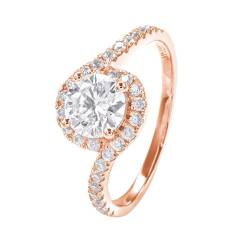 Eheringe Natur, Ring Herz 50 14 Karat Roségold Moissanit Rundschliff Weiß Personalisiert Für Abschluss Ringe Damen von Wycian