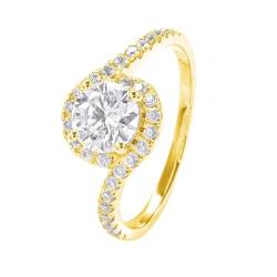 Eheringe Natur, Ringe 18K Gold Größe 52 (16.6) Moissanit Rundschliff Weiß Personalisiert Für Neujahr Finger Rings Women von Wycian
