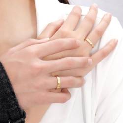Eheringe Natur, Wedding Ring Gold 18K Größe 54 (17.2) Diamant Rundschliff Weiß Personalisiert Für Hochzeit Verlobungsring Damen Nordisch von Wycian