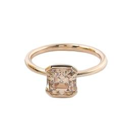 Eheringe Nickelfrei, Wedding Rings 18K Gold Größe 56 (17.8) 2 Moissanit 2Ct Asscherschliff Sekt Npassbar Für Vatertag von Wycian