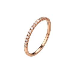 Engagement Ring For Women, Verlobungsring Rosegold 18K Größe 50 (15.9) Diamant Rundschliff Weiß Gravur Für Jahrestag von Wycian