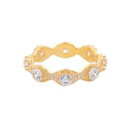 Engagement Ring for Women, Ring Gold 18 Karat Damen Größe 65 (20.7) Moissanit Rundschliff Weiß Npassbar Für Hochzeit von Wycian