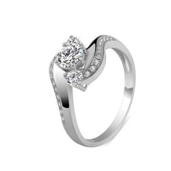 Finger Rings Women, Moissanite Ring Silber 925 Größe 66 (21.0) 0.5 Moissanit 0.5Ct Rundschliff Weiß Personalisiert Für Jahrestag von Wycian