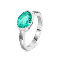 Finger Rings Women, Verlobungsring Weissgold Damen 18K Größe 53 (16.9) 1 Erstellt Smaragd 1Ct Ovalschliff Grün Personalisiert Für Jahrestag von Wycian