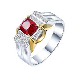 Herren Ring Rot, Ehering Herren Weissgold 18 Karat Lab Rubin 0.95CT Ovalschliff VVS mit Diamant Weiß Größe 67 (21.3) Personalisiert für Muttertag von Wycian